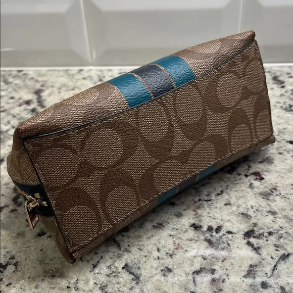 Coach Signature Stripe Cosmetic Case EUC - Picture 6 of 9